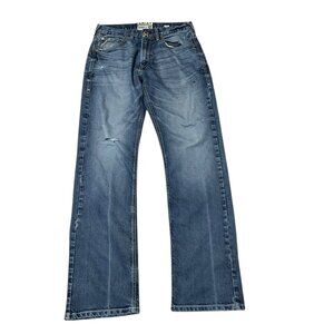 ARIAT M5 Whitman Straight Leg Skyland Distressed Denim Blue Jeans Men's Sz 33